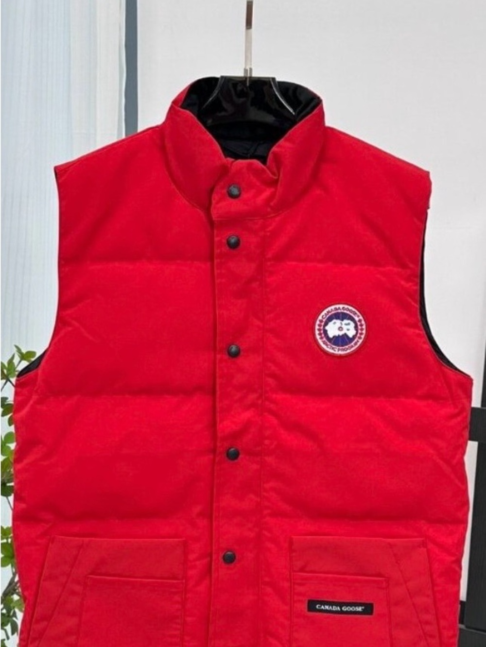 Canada Goose Red Quilted Down Vest with High Collar